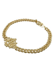 Emblem Plate Chain Bracelet Gold