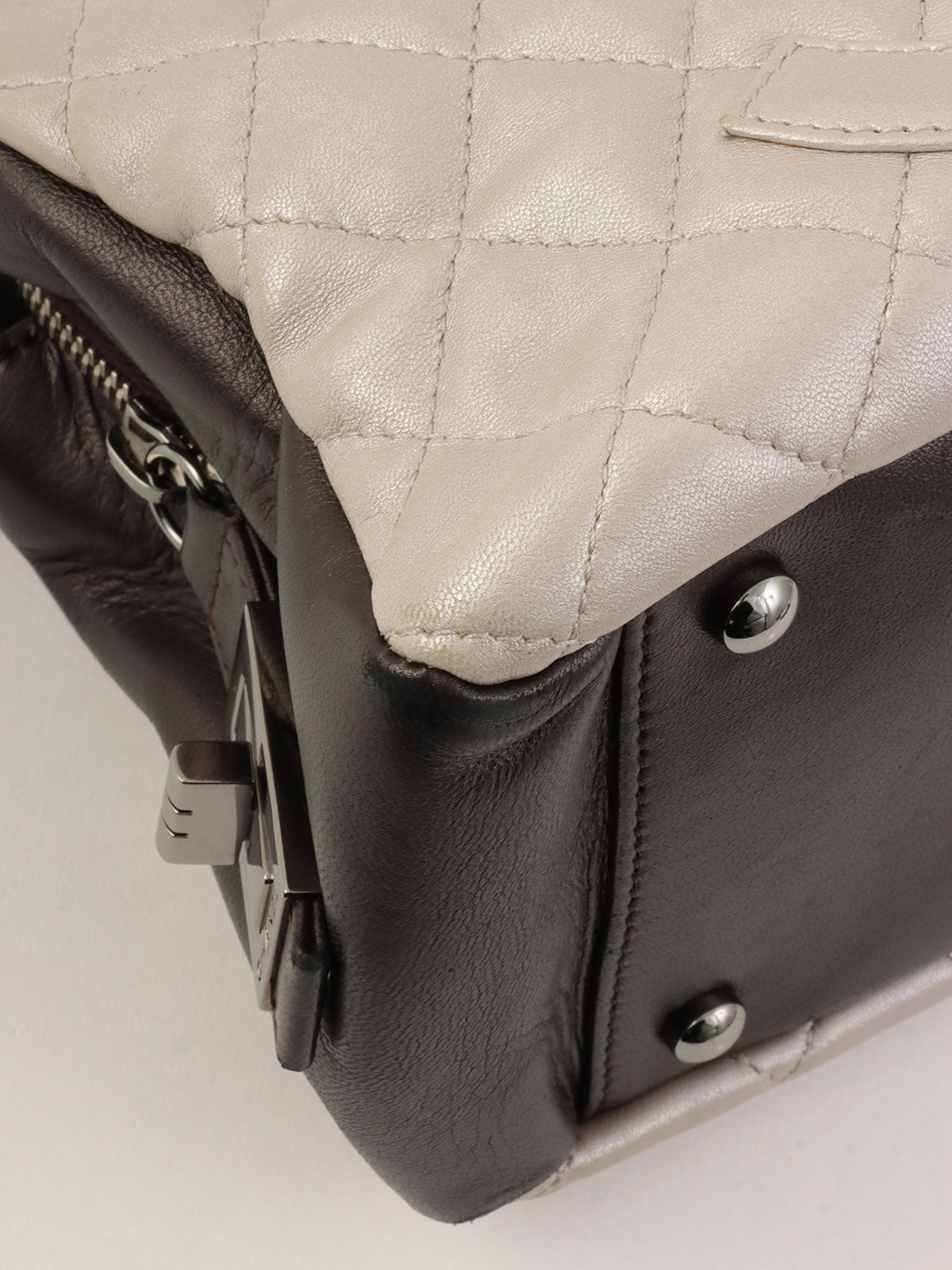 Circa 2008 CC Mark Stitch 2.55 Charm Chain Shoulder Bag in Silver/Black