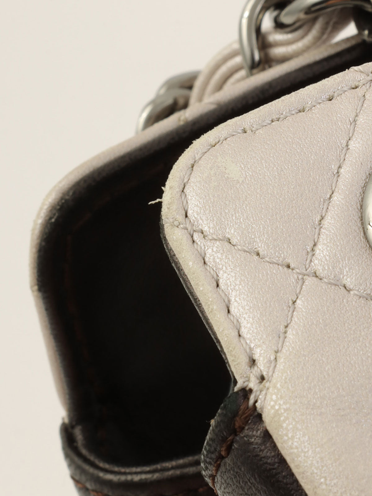 Circa 2008 CC Mark Stitch 2.55 Charm Chain Shoulder Bag in Silver/Black