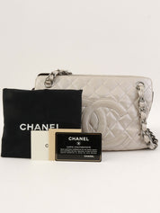 Circa 2008 CC Mark Stitch 2.55 Charm Chain Shoulder Bag in Silver/Black