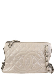 Circa 2008 CC Mark Stitch 2.55 Charm Chain Shoulder Bag in Silver/Black