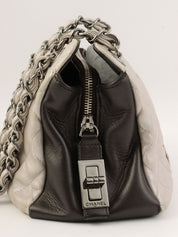 Circa 2008 CC Mark Stitch 2.55 Charm Chain Shoulder Bag in Silver/Black