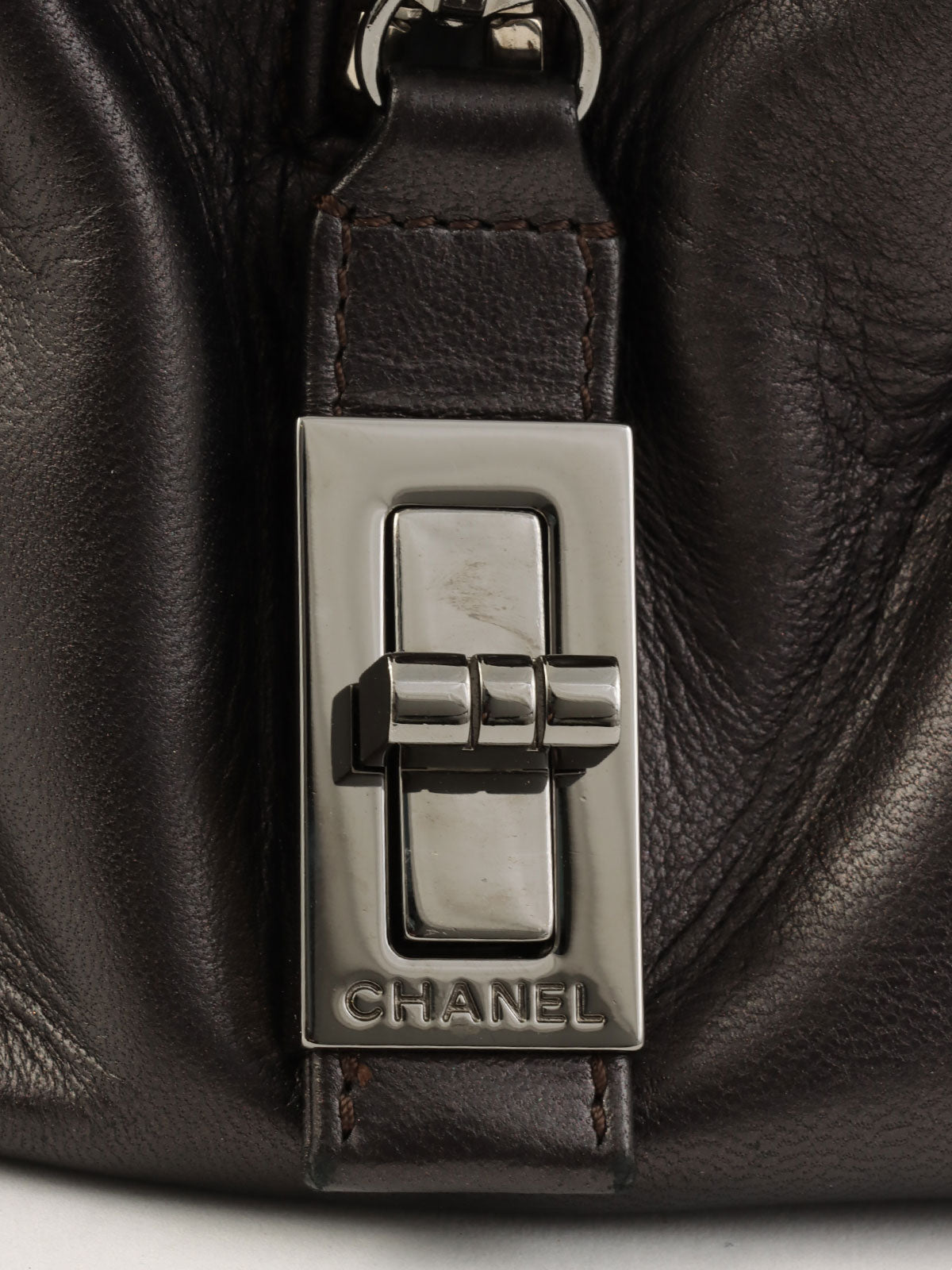 Circa 2008 CC Mark Stitch 2.55 Charm Chain Shoulder Bag in Silver/Black