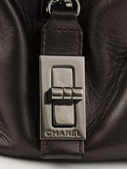 Circa 2008 CC Mark Stitch 2.55 Charm Chain Shoulder Bag in Silver/Black