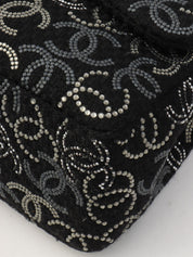Circa 2009 Tweed CC Mark Pattern Chain Shoulder Bag Black/Silver