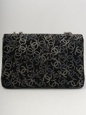 Circa 2009 Tweed CC Mark Pattern Chain Shoulder Bag Black/Silver