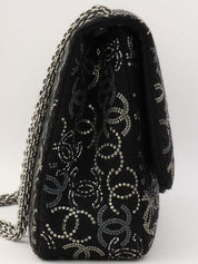 Circa 2009 Tweed CC Mark Pattern Chain Shoulder Bag Black/Silver