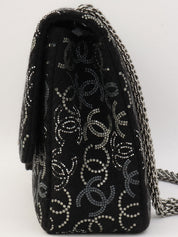 Circa 2009 Tweed CC Mark Pattern Chain Shoulder Bag Black/Silver
