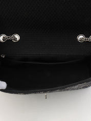 Circa 2009 Tweed CC Mark Pattern Chain Shoulder Bag Black/Silver