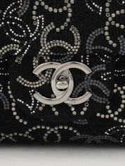 Circa 2009 Tweed CC Mark Pattern Chain Shoulder Bag Black/Silver