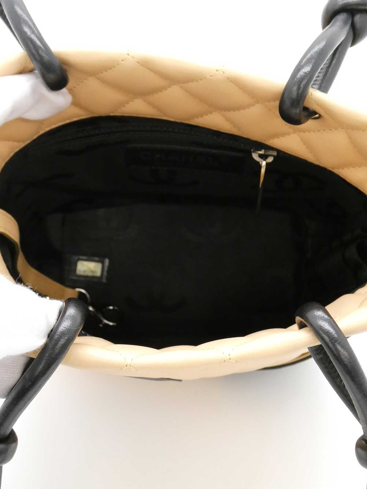1995 Cambon 手提包，米色/黑色
