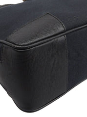 黑色帆布和皮革拼接 G 标志铭牌手提包