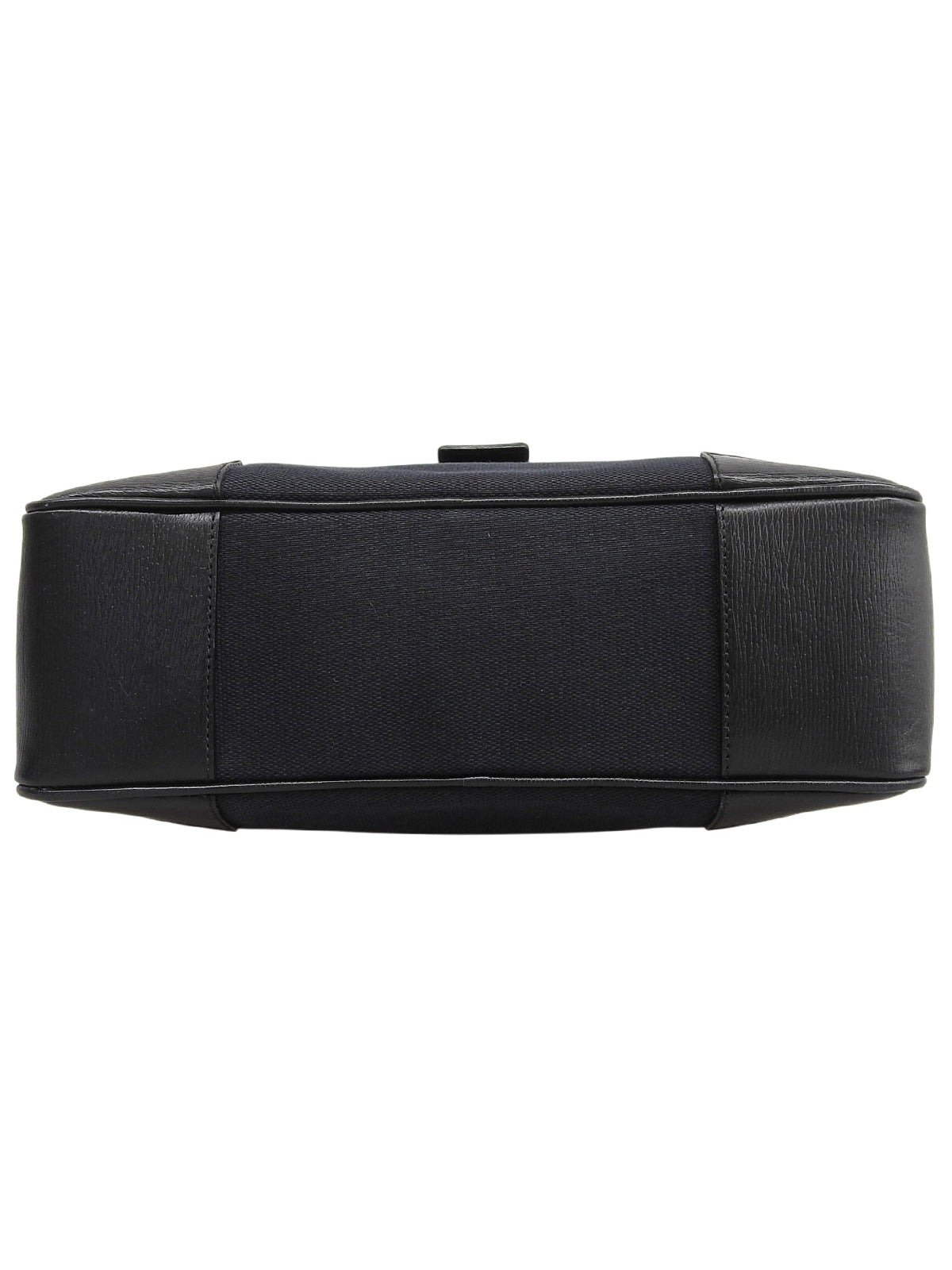 Canvas and leather combination G logo plate handbag in black