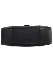 Canvas and leather combination G logo plate handbag in black