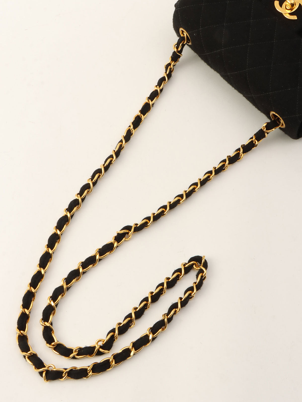 Around 1997 Made Cotton Classic Flap Chain Bag Mini Black