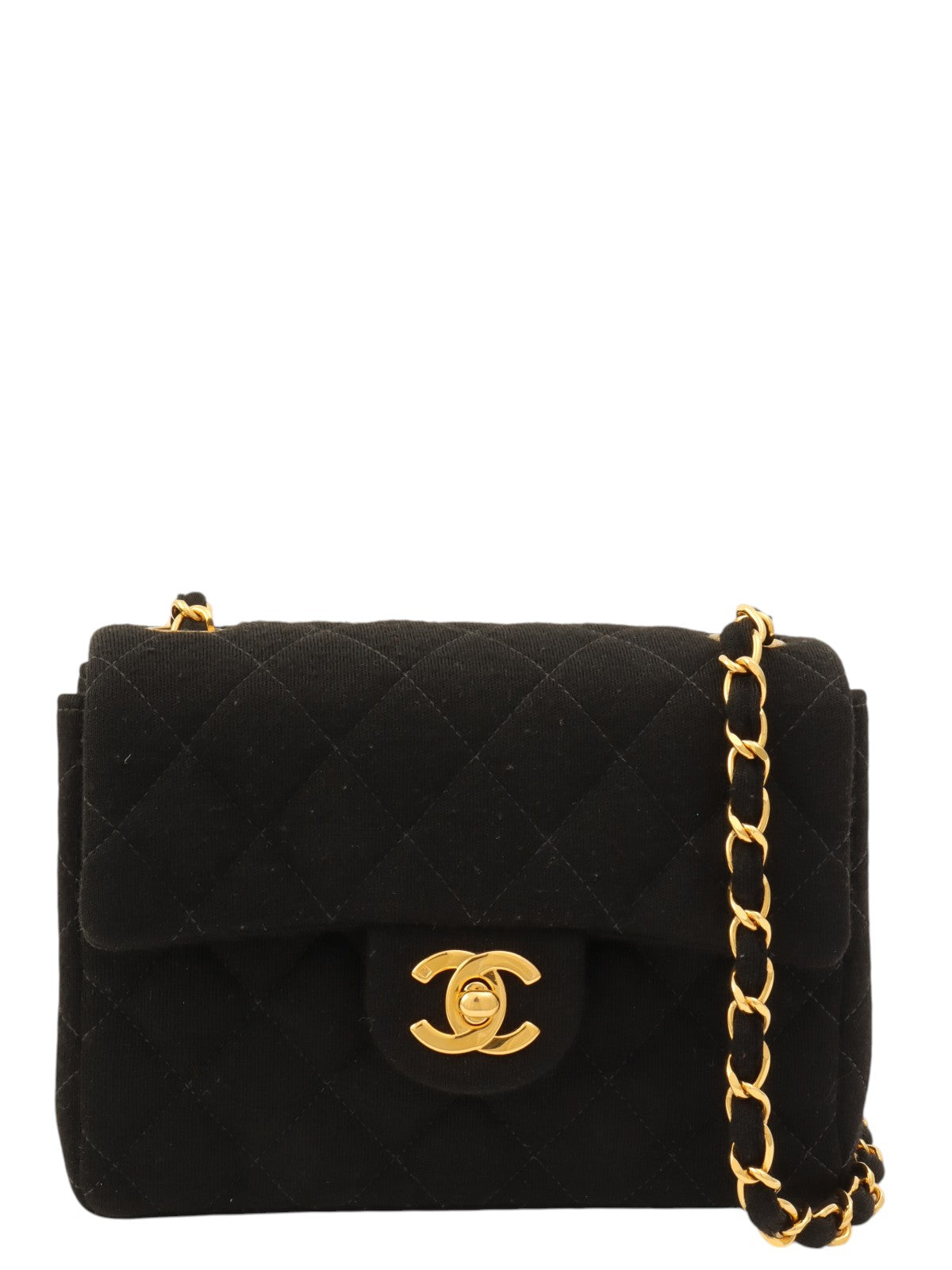 Around 1997 Made Cotton Classic Flap Chain Bag Mini Black
