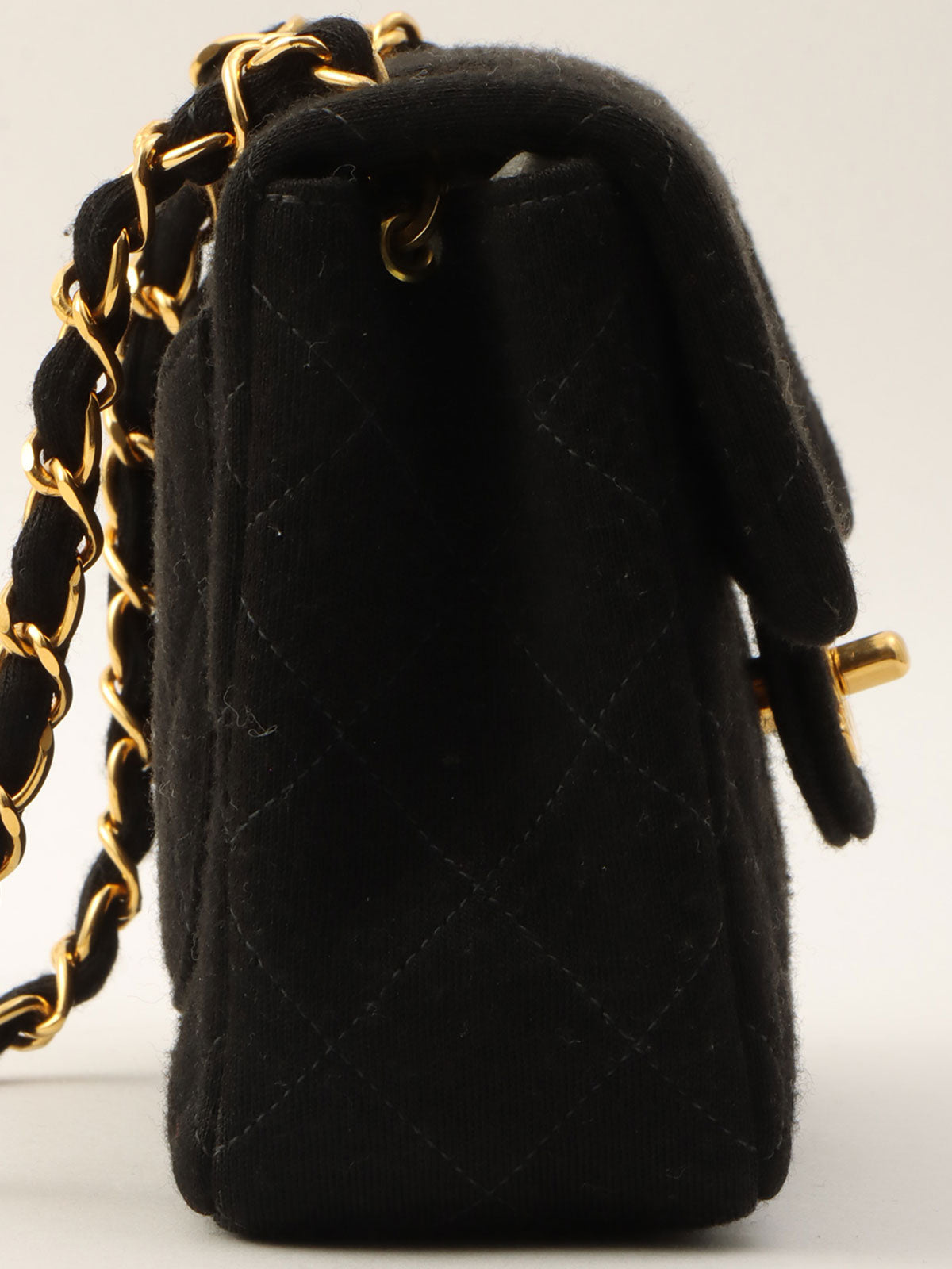 Around 1997 Made Cotton Classic Flap Chain Bag Mini Black