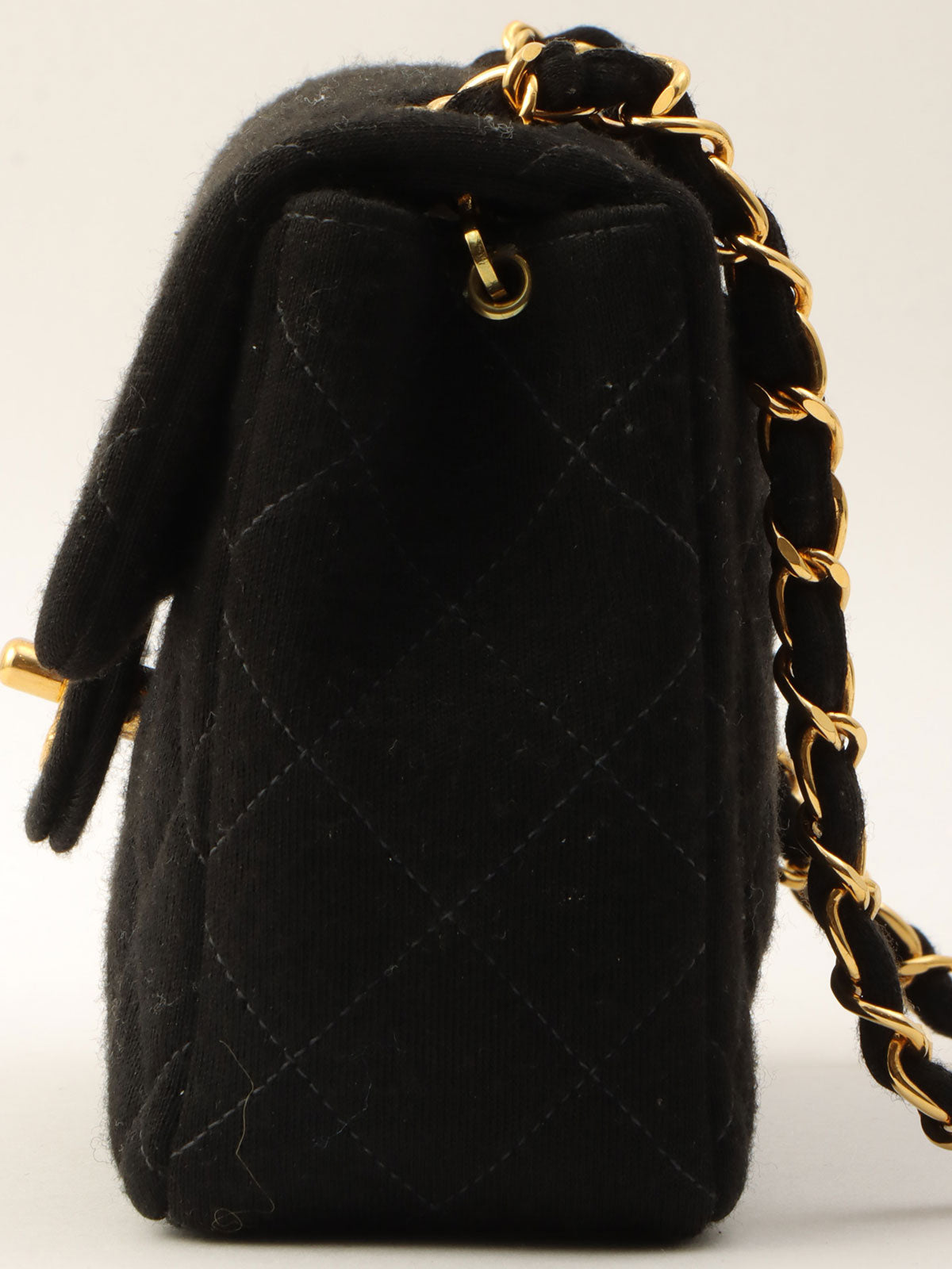 Around 1997 Made Cotton Classic Flap Chain Bag Mini Black