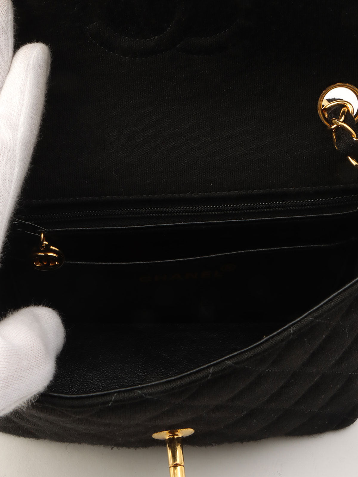 Around 1997 Made Cotton Classic Flap Chain Bag Mini Black