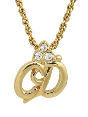 Rhinestone Logo Necklace Gold
