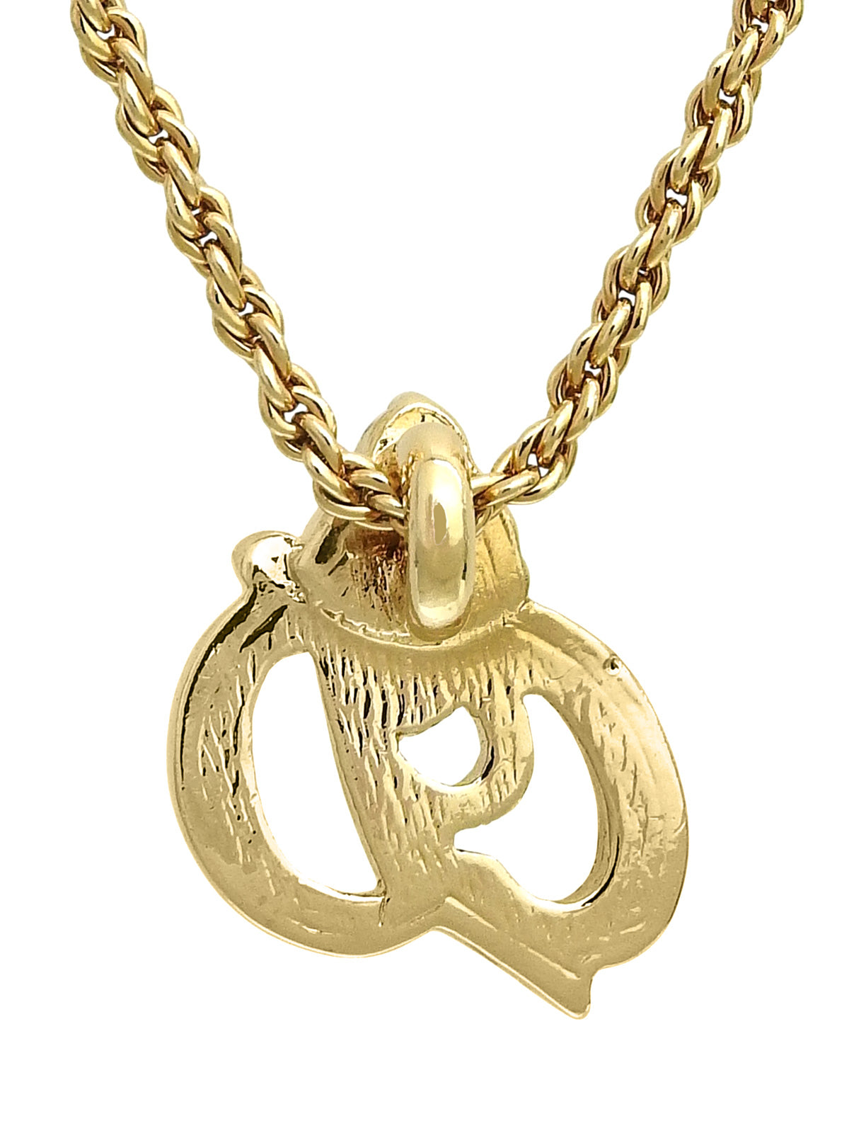 Rhinestone Logo Necklace Gold