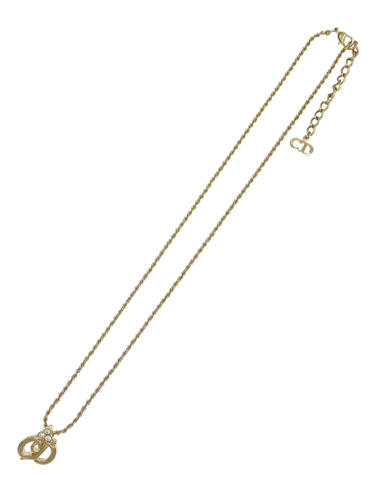 Rhinestone Logo Necklace Gold