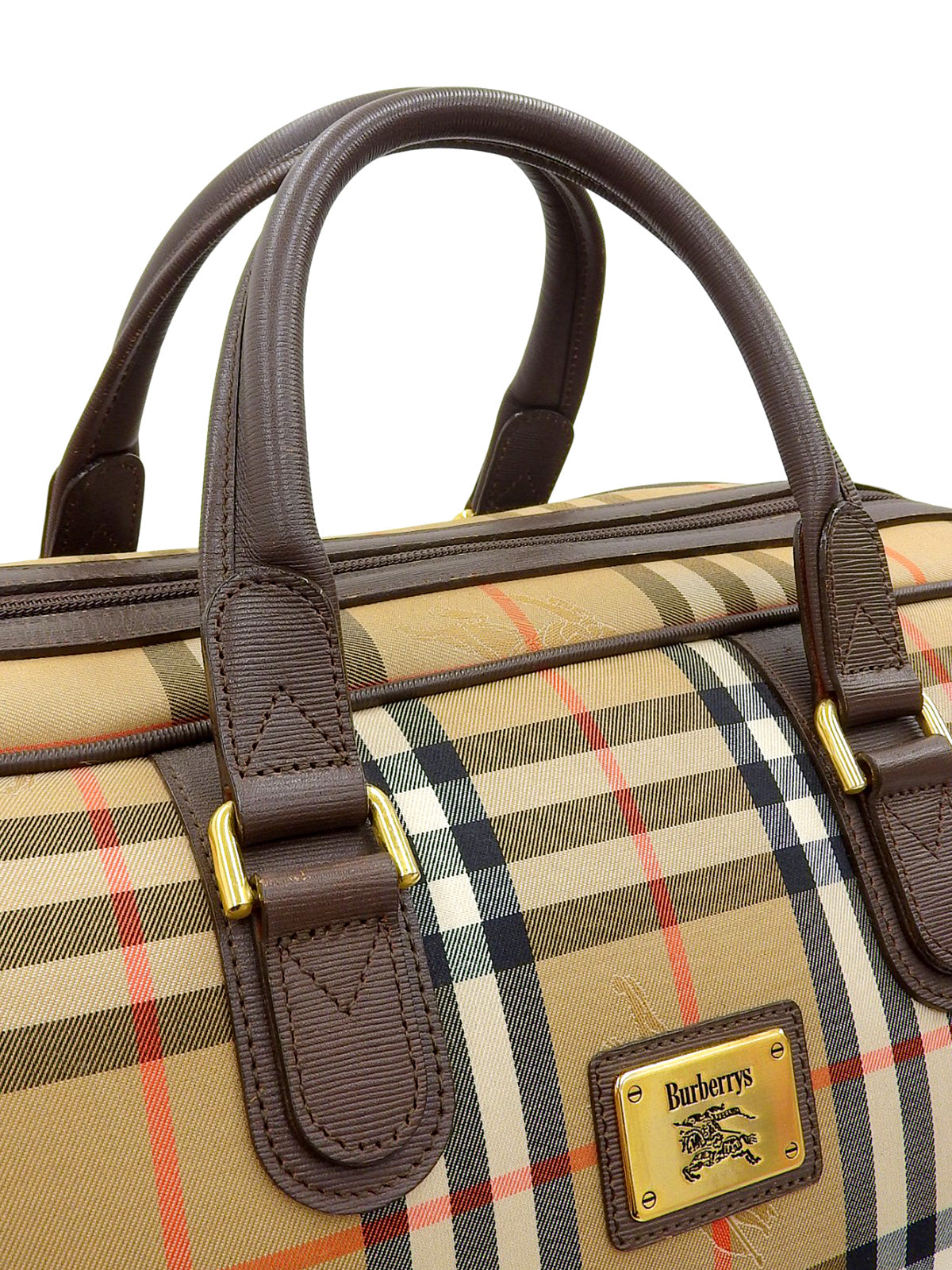 Nova Check Pattern Boston Bag in Brown/Multi