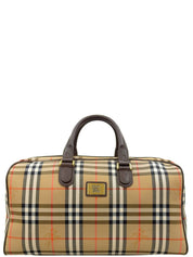 Nova Check Pattern Boston Bag in Brown/Multi