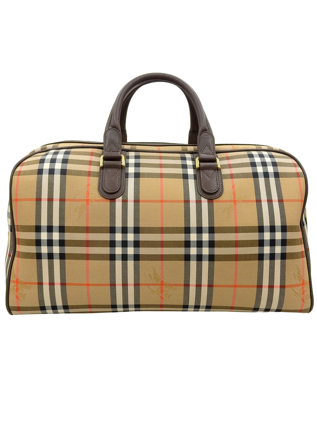 Nova Check Pattern Boston Bag in Brown/Multi
