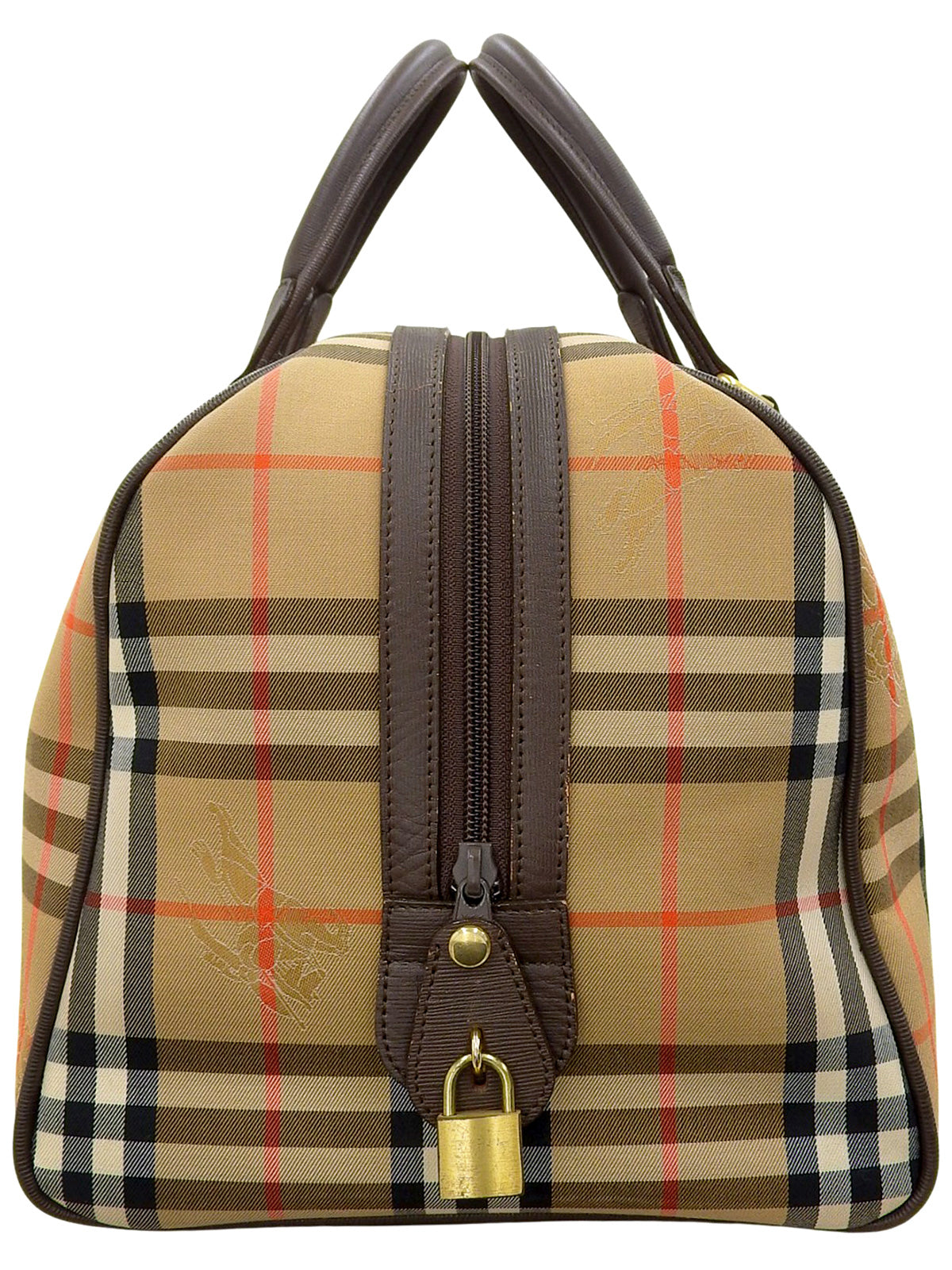 Nova Check Pattern Boston Bag in Brown/Multi