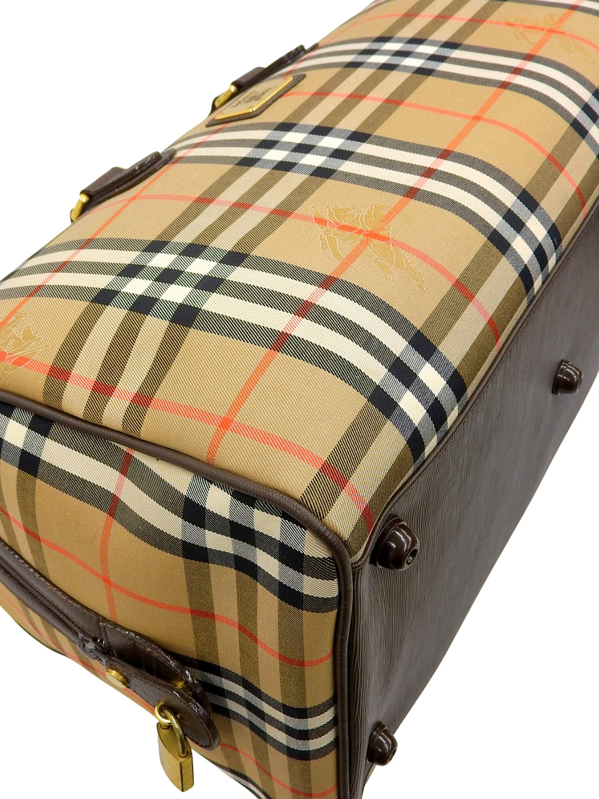 Nova Check Pattern Boston Bag in Brown/Multi