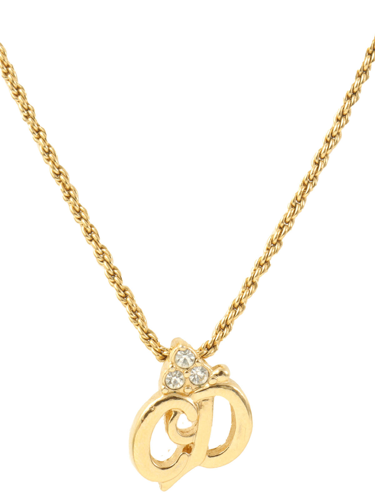 Rhinestone Logo Necklace Gold