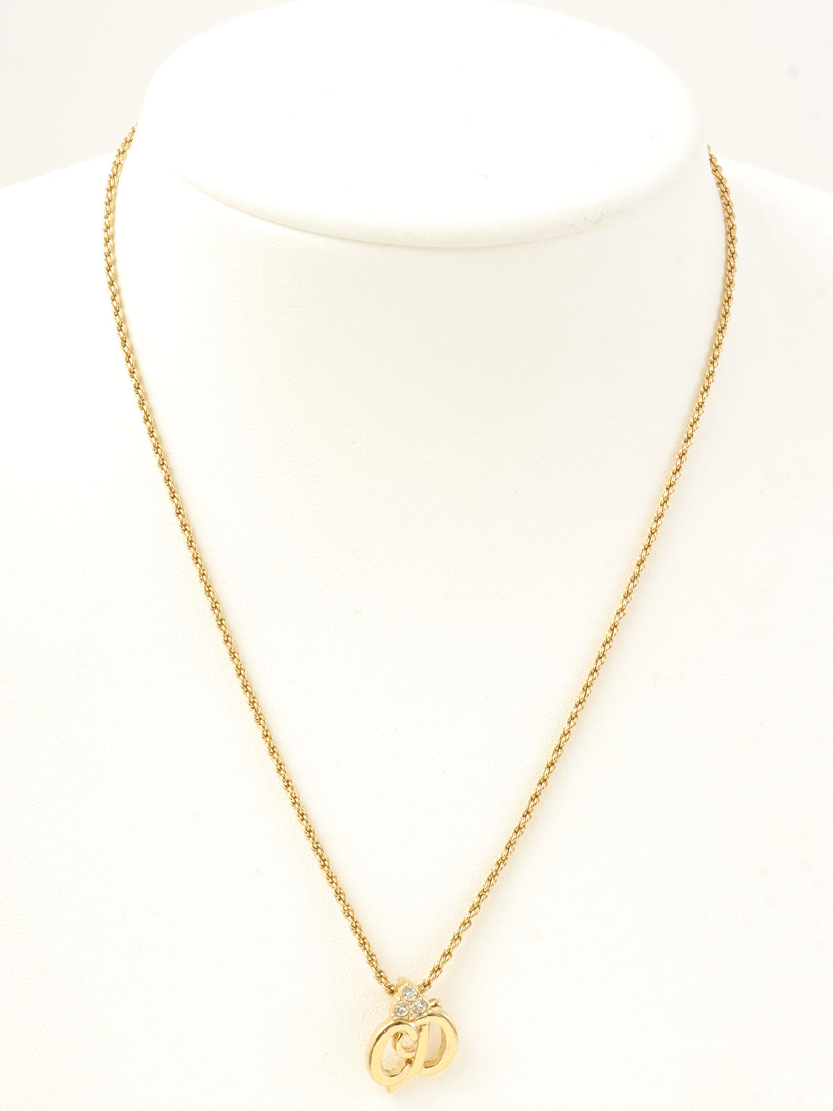 Rhinestone Logo Necklace Gold