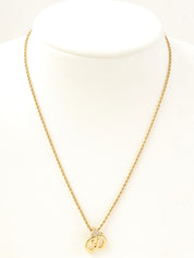 Rhinestone Logo Necklace Gold