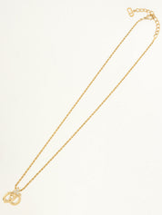 ラインストーンロゴネックレス ゴールド