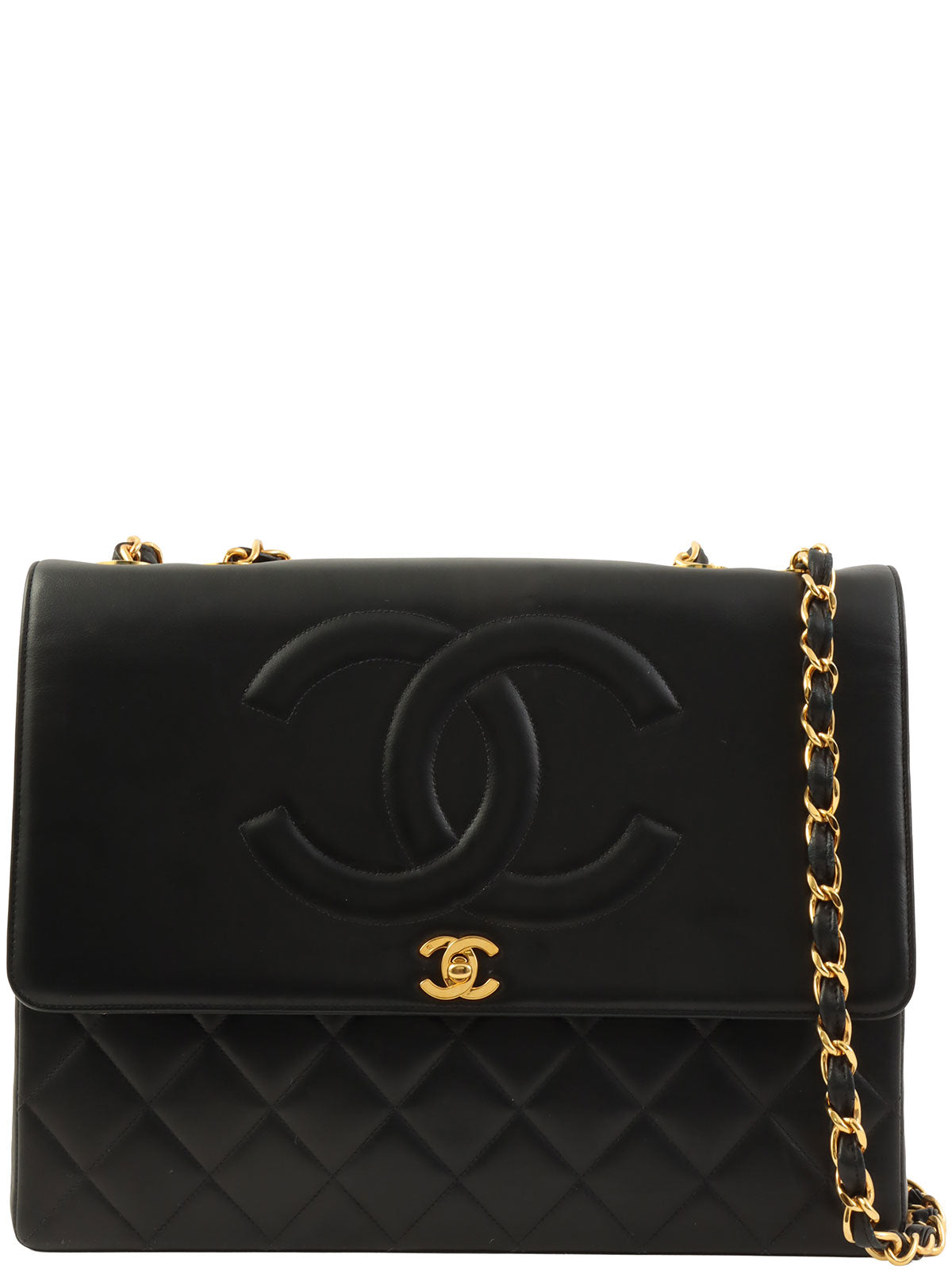 1992 CC Mark Stitch Classic Flap Maxi in Black