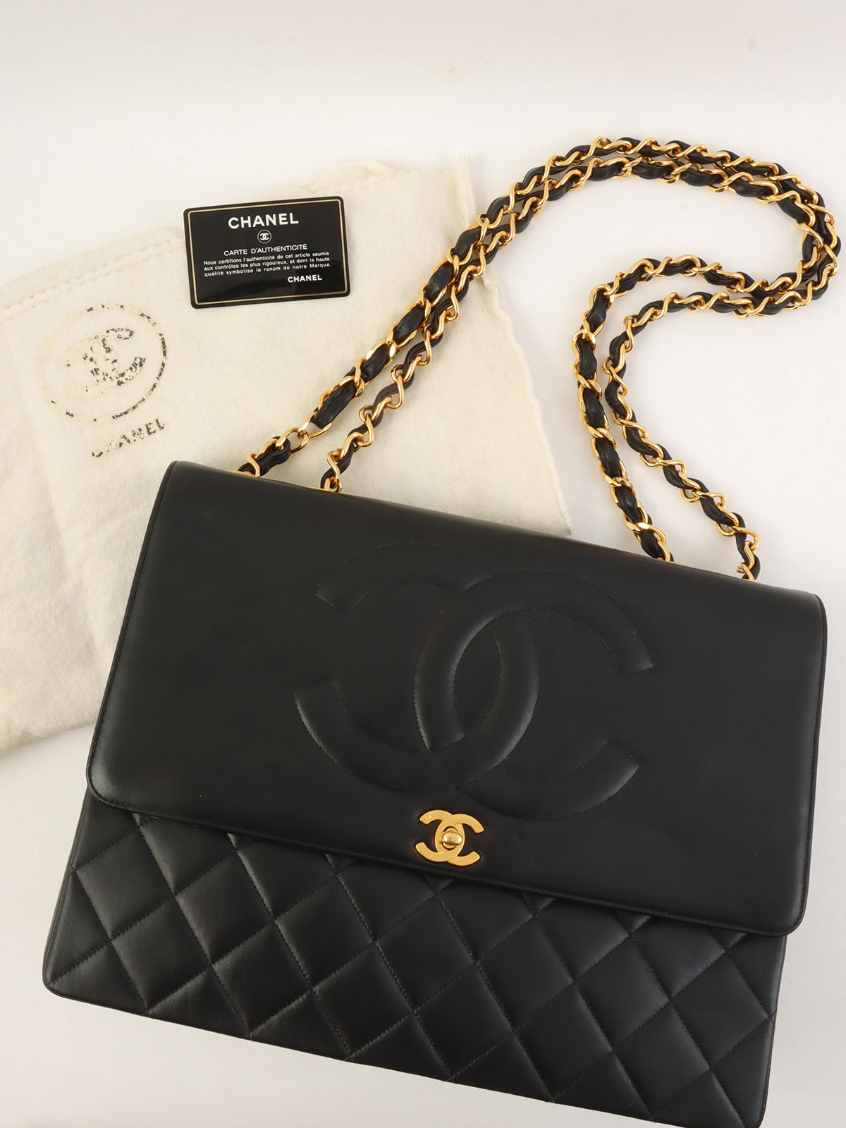 1992 CC Mark Stitch Classic Flap Maxi in Black