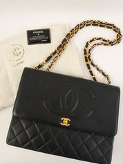 1992 CC Mark Stitch Classic Flap Maxi in Black