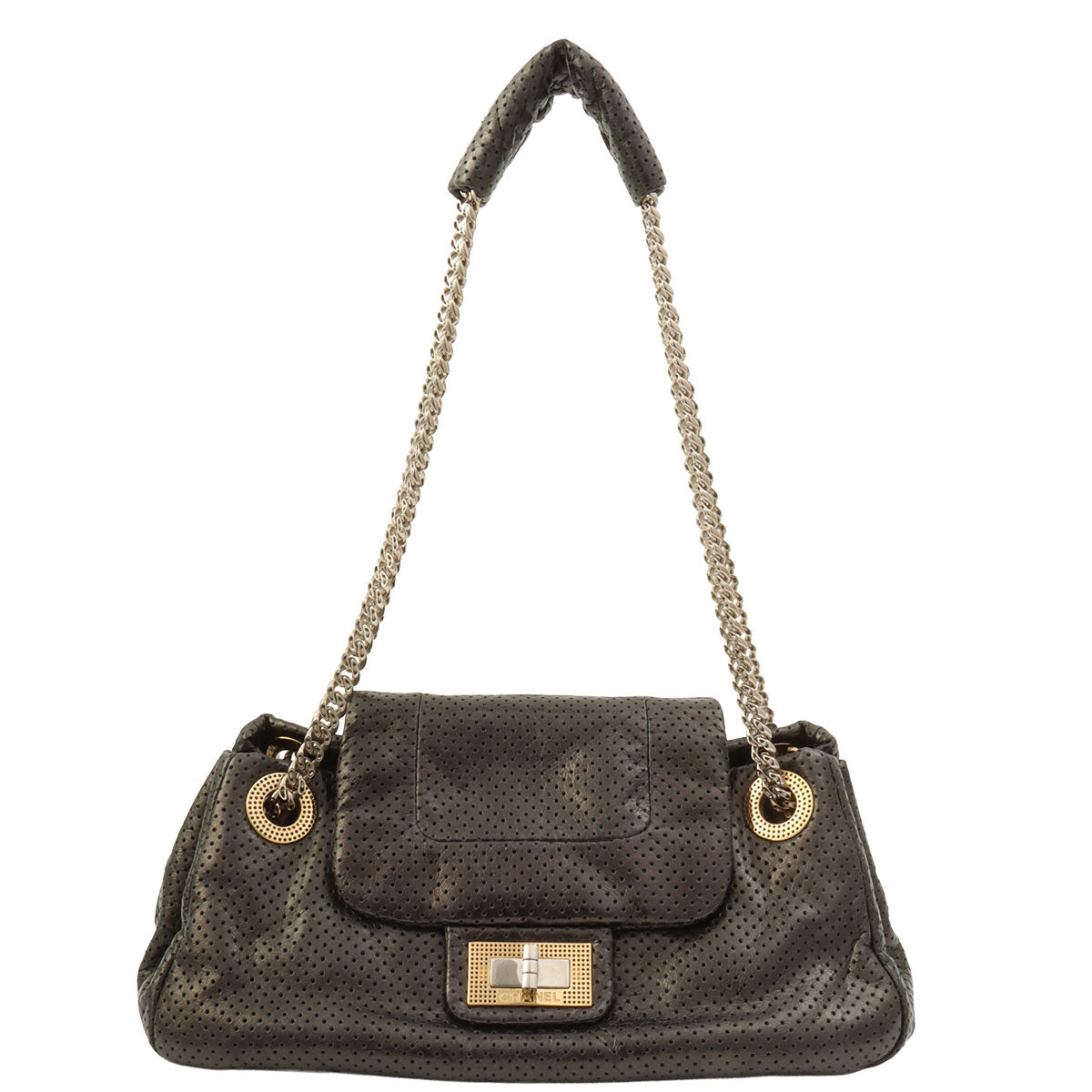 Around 2007 Made Perforated 2.55 Chain Shoulder Bag Black