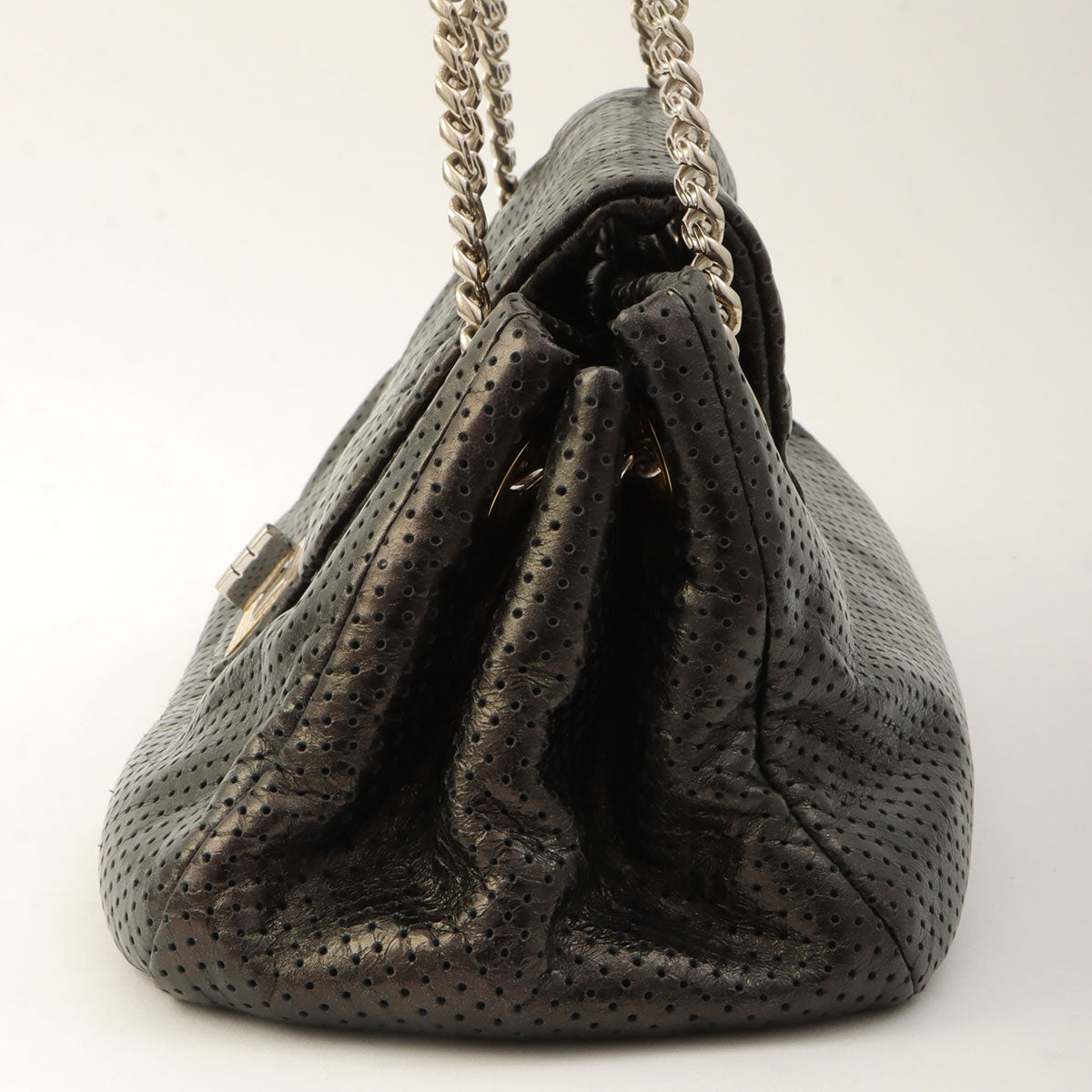 Around 2007 Made Perforated 2.55 Chain Shoulder Bag Black