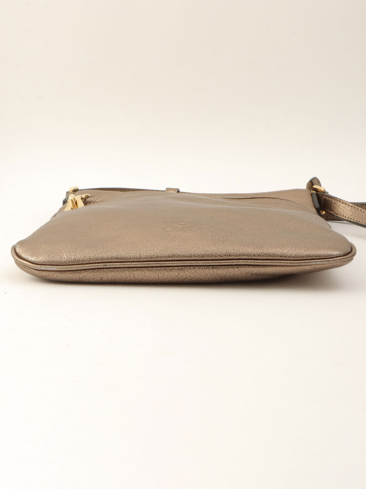 Anagram Embossed Shoulder Bag Metallic Grey
