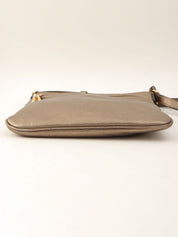 Anagram Embossed Shoulder Bag Metallic Grey