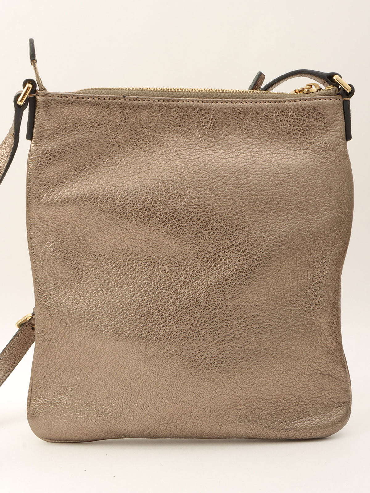 Anagram Embossed Shoulder Bag Metallic Grey