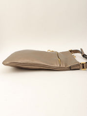 Anagram Embossed Shoulder Bag Metallic Grey