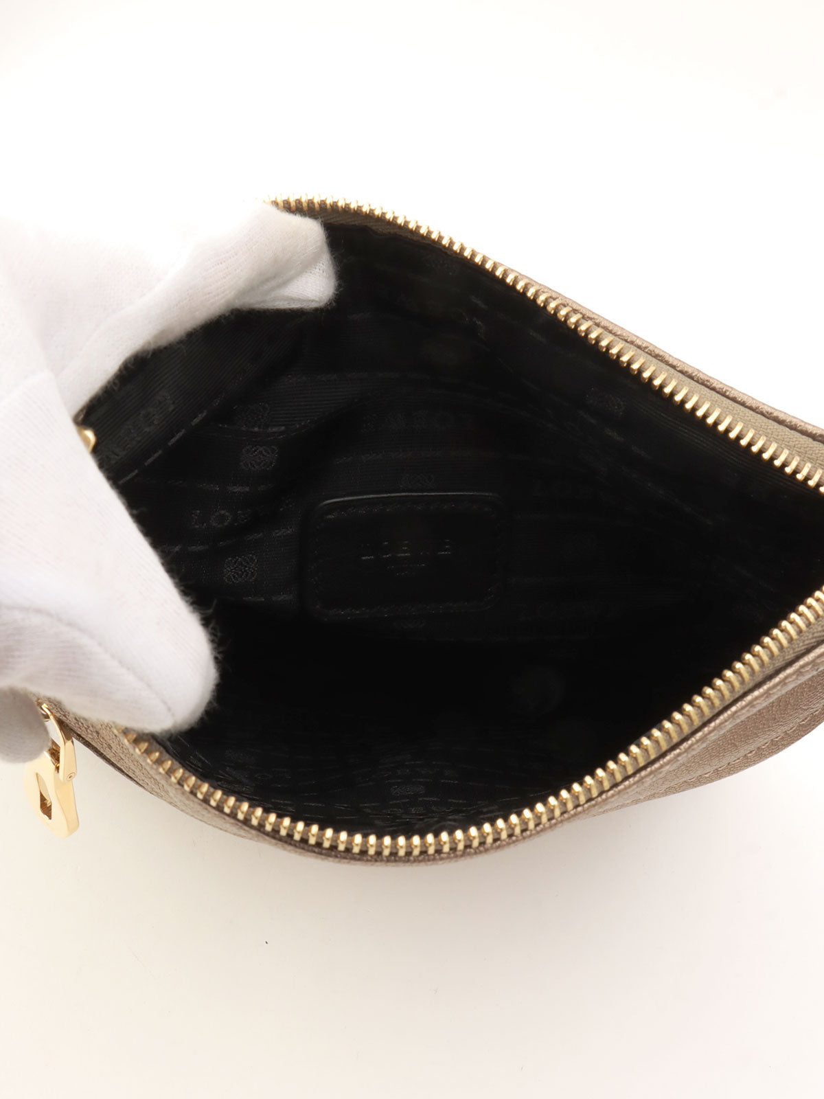 Anagram Embossed Shoulder Bag Metallic Grey