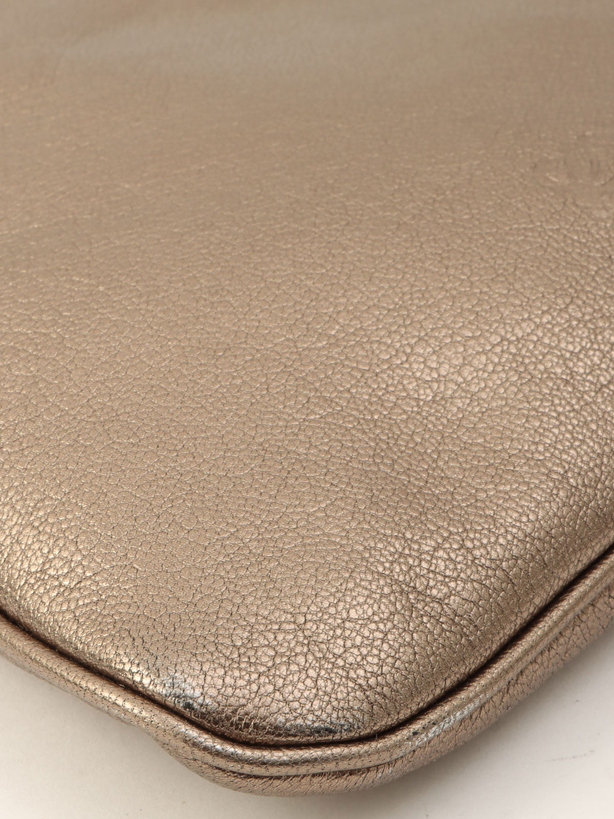 Anagram Embossed Shoulder Bag Metallic Grey