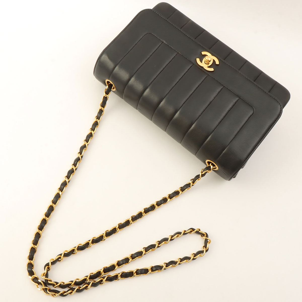 Mademoiselle Stitch CC Turn-Lock Chain Shoulder Bag, Black, manufactured circa 1998