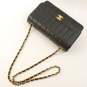 Mademoiselle Stitch CC Turn-Lock Chain Shoulder Bag, Black, manufactured circa 1998