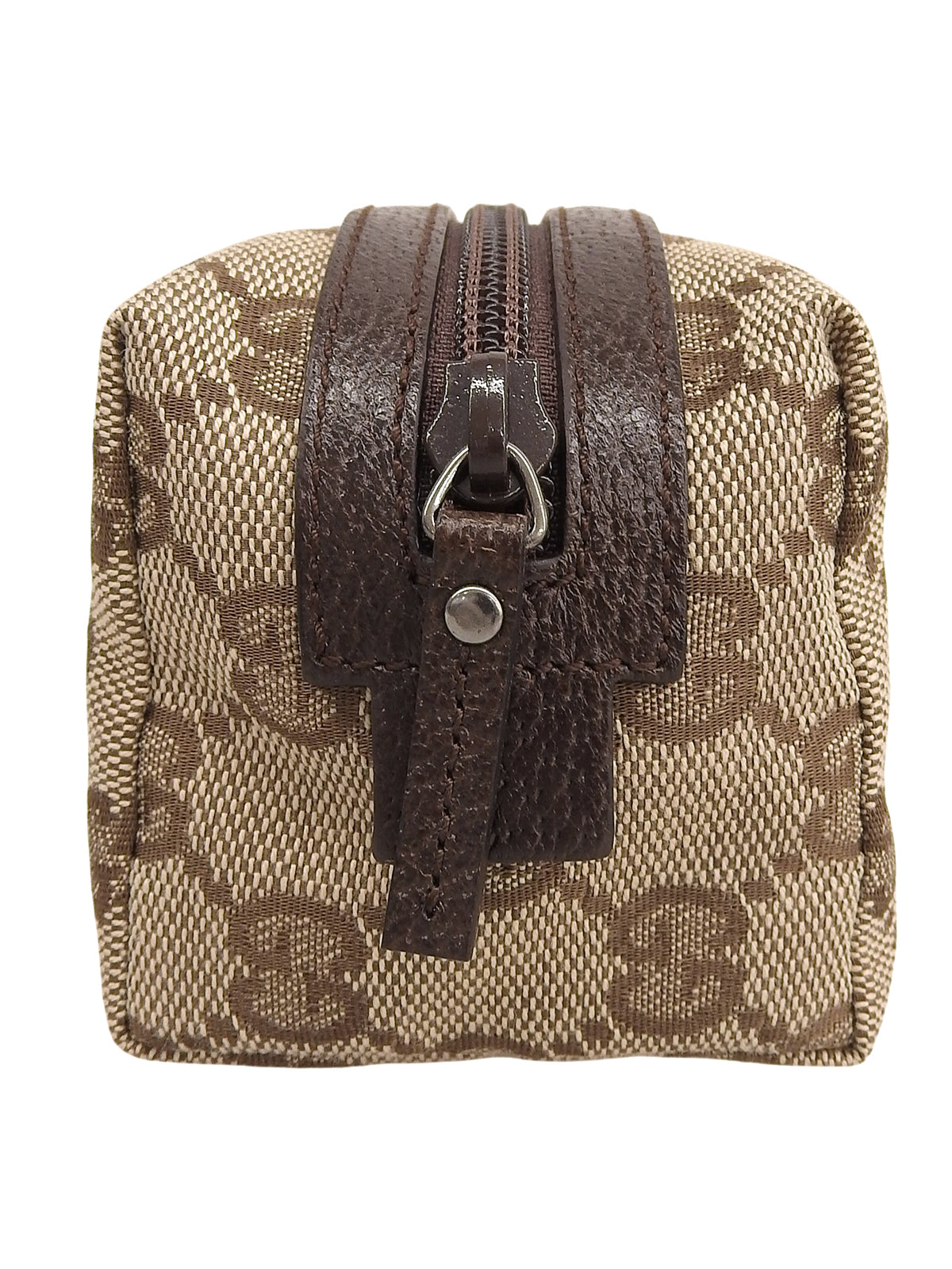 Brown Canvas GG Pattern Pouch