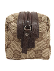 Brown Canvas GG Pattern Pouch